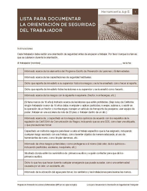 IIPP Worksheets en español