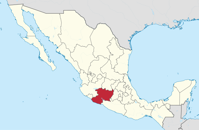 Map of Mexico showing the state of Michoacan