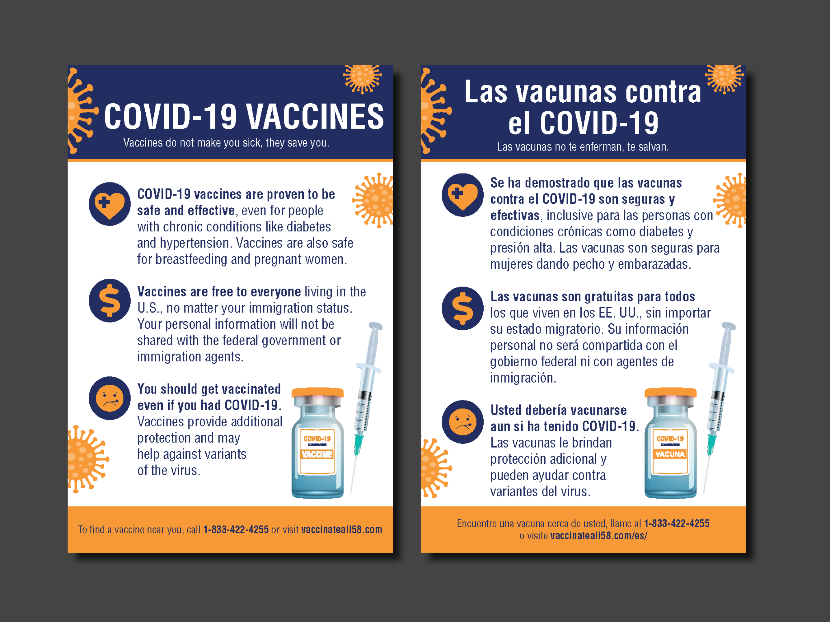 Thumbnails of the COVID-19 Vaccine Info Postcard