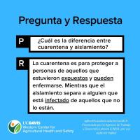 Difference between Quarantine and Isolation (Spanish)