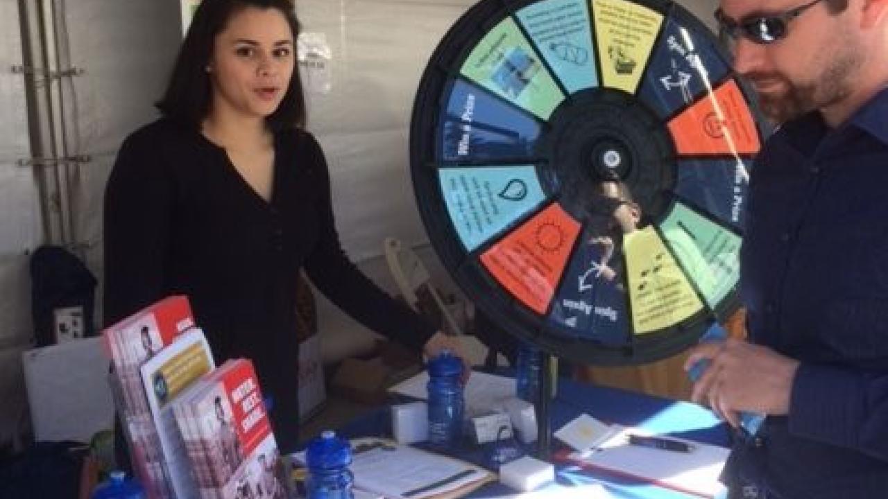 Leslie Olivares with Heat Illness Prevention Trivia Wheel Heat Illness Prevention Trivia Wheel