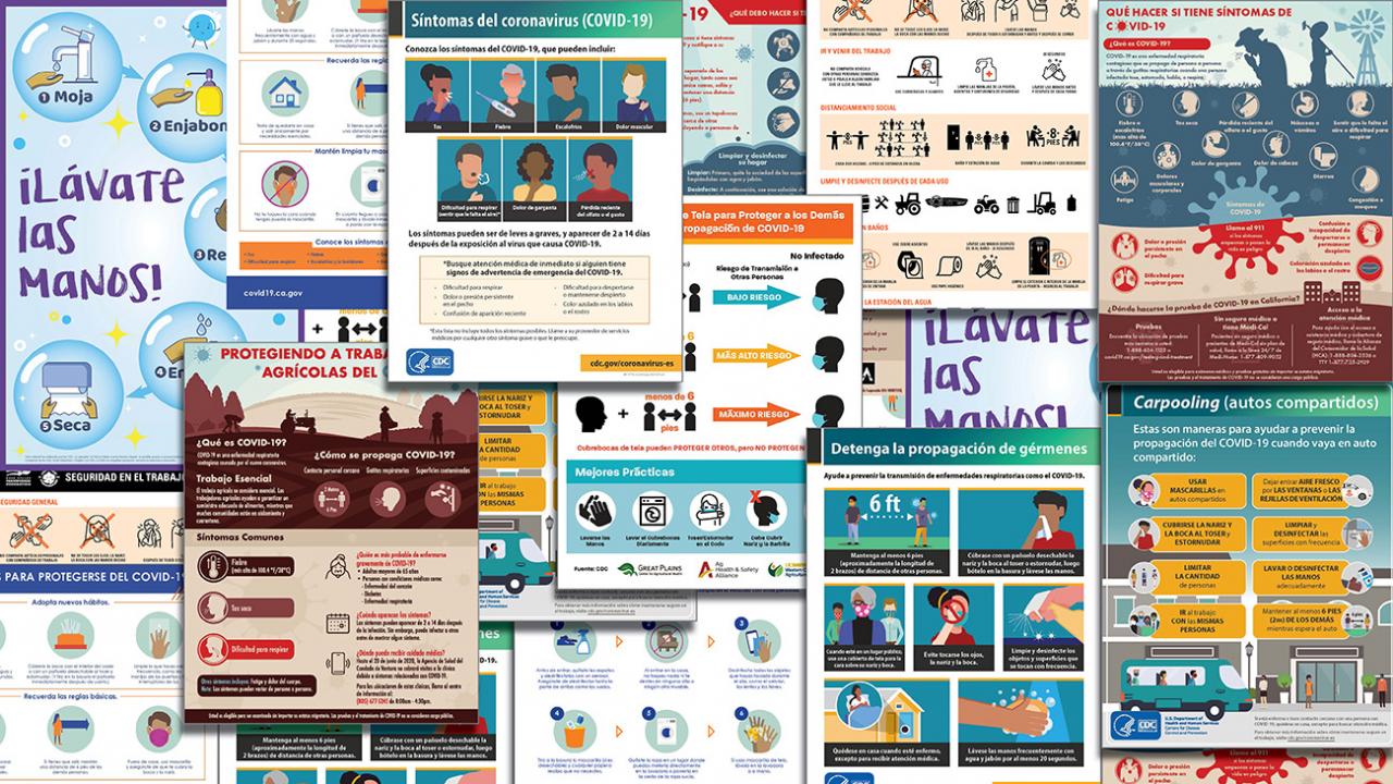 Collage of COVID-19 printed resources in Spanish
