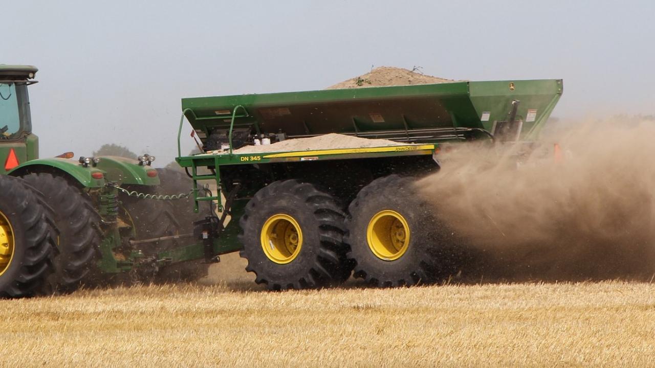 Tractor creating dust