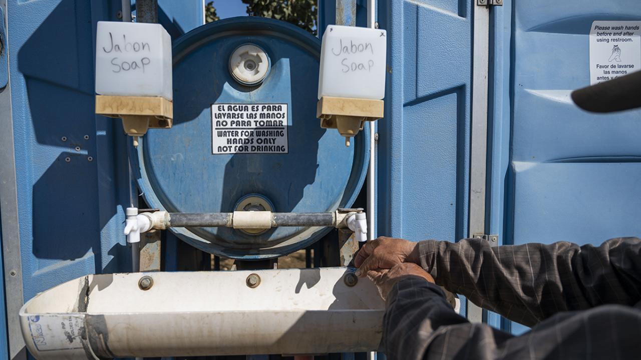 Handwashing station at a farm