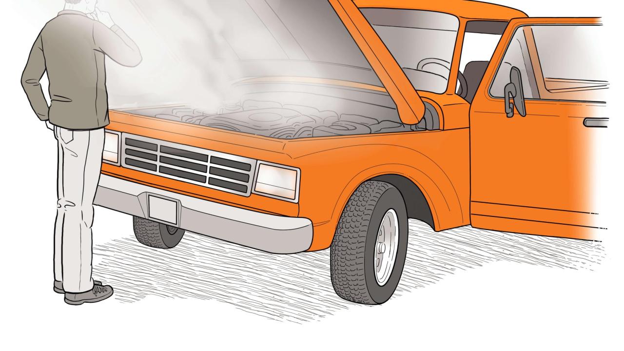 Illustration of a car overheating