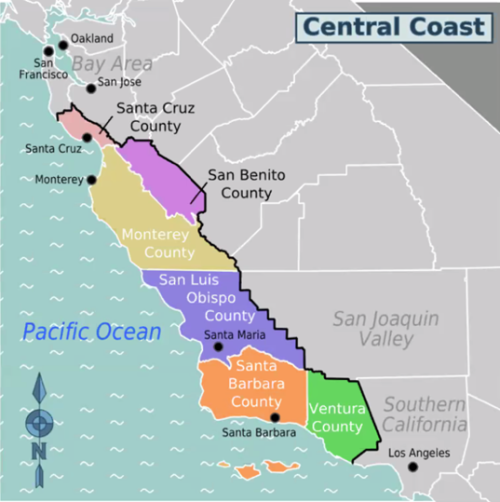 Common location of polytunnels in California